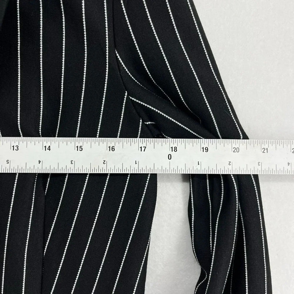 Divided by H&M Jacket Womens XS Black Striped Open Front Pockets Notched Lapel - Picture 3 of 11